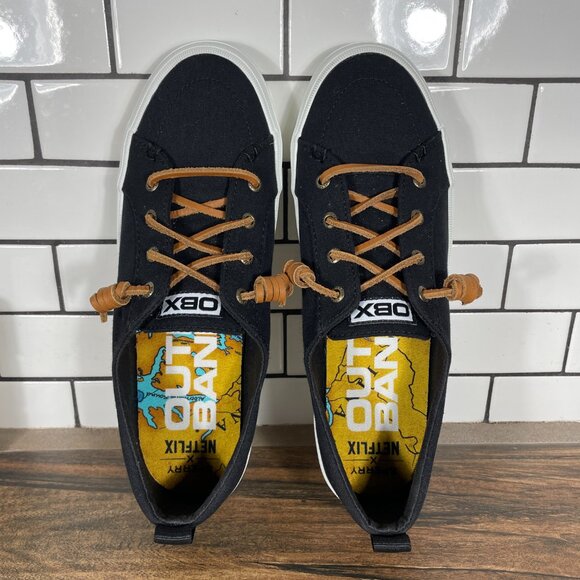 Sperry x Netflix Crest Vibe Womens 9.5 Shoes Black Outer Banks Slip On Sneaker - Picture 6 of 12